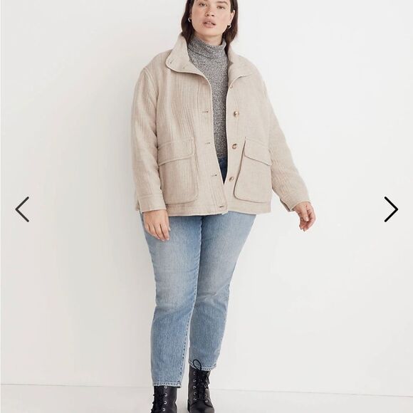 Madewell Plus Clairmont Crop Jacket NWT 2XL Neutral Wool Blend - Picture 1 of 13